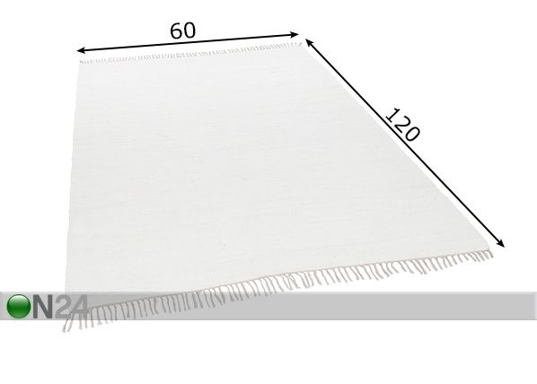 Vaip Happy Cotton Uni 60x120 cm, valge mõõdud