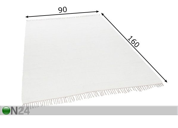 Vaip Happy Cotton Uni 90x160 cm, valge mõõdud