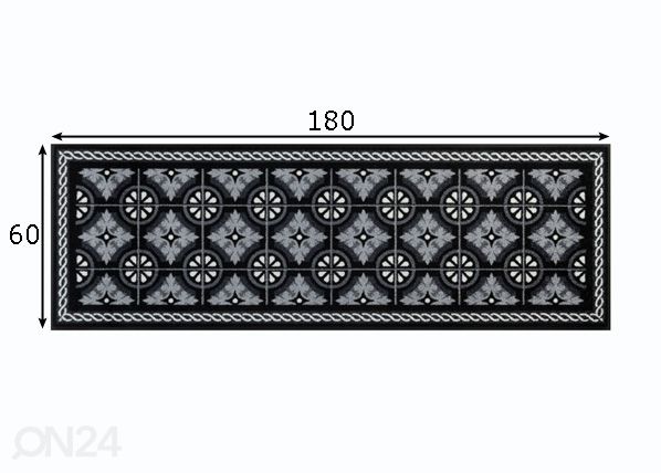 Vaip Kitchen Tiles black 60x180 cm mõõdud