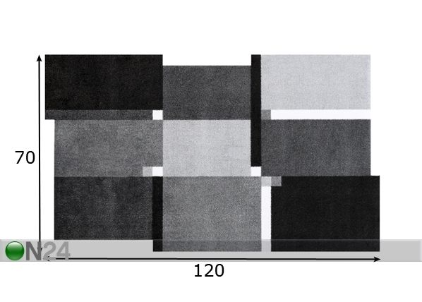 Vaip Living Squares black 70x120 cm mõõdud