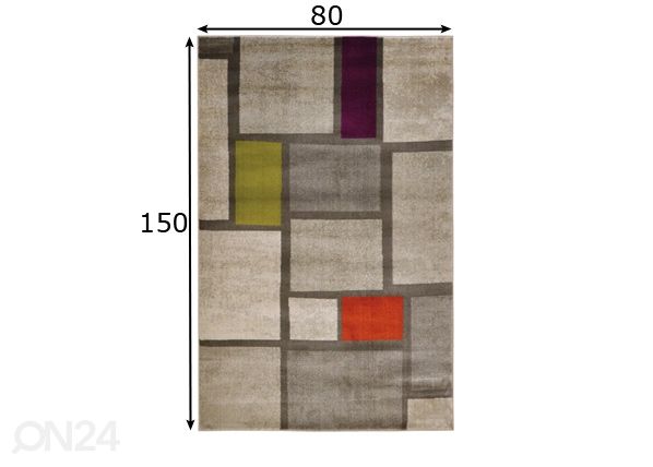 Vaip Mondrian Multi 80x150 cm mõõdud