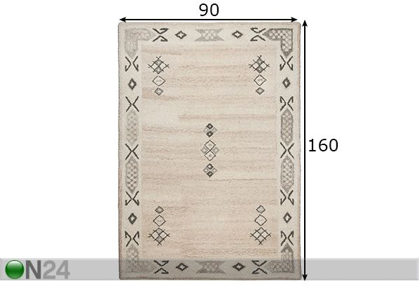 Vaip Royal Berber 90x160 cm mõõdud