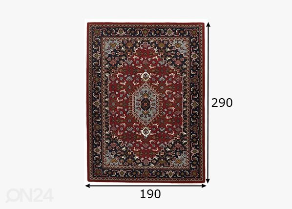 Vaip Royal Persian, 190x290 cm punane mõõdud