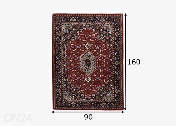 Vaip Royal Persian, 90x160 cm punane mõõdud