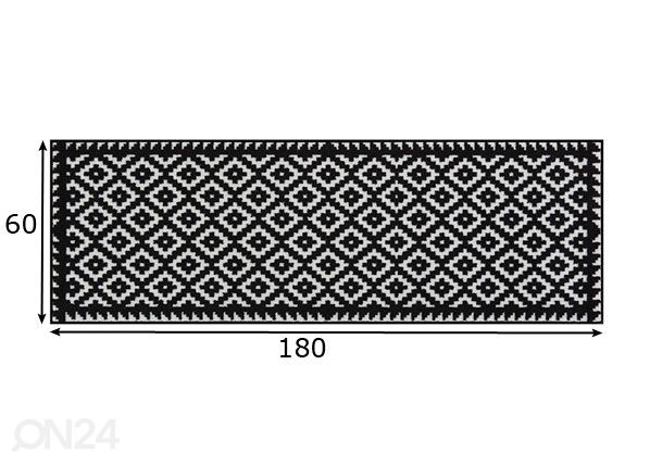 Vaip Tabuk Black & White 60x180 cm mõõdud