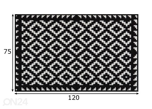 Vaip Tabuk Black & White 75x120 cm mõõdud