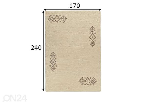 Vaip Taza Royal 170x240 cm blanc mõõdud