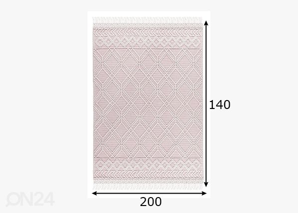 Vaip Tom Tailor Colored Macrame, 140x200 cm roosa mõõdud