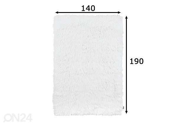Vaip Tom Tailor Fluffy Uni 140x190 cm, valge mõõdud