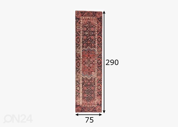 Vaip Tom Tailor Funky Orient Ghom, 75x290 cm punane mõõdud