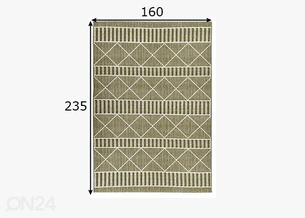 Vaip Tom Tailor Funky Outdoor Geometric, 160x235 cm roheline mõõdud