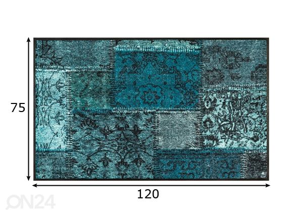 Vaip Vintage Patches tuerkis 75x120 cm mõõdud