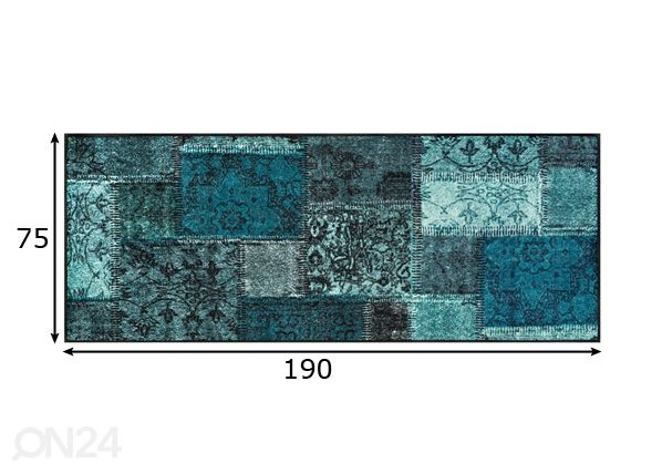 Vaip Vintage Patches tuerkis 75x190 cm mõõdud