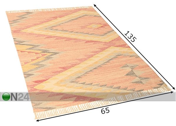 Vaip Vintage Zigzag Kelim 65x135cm mõõdud