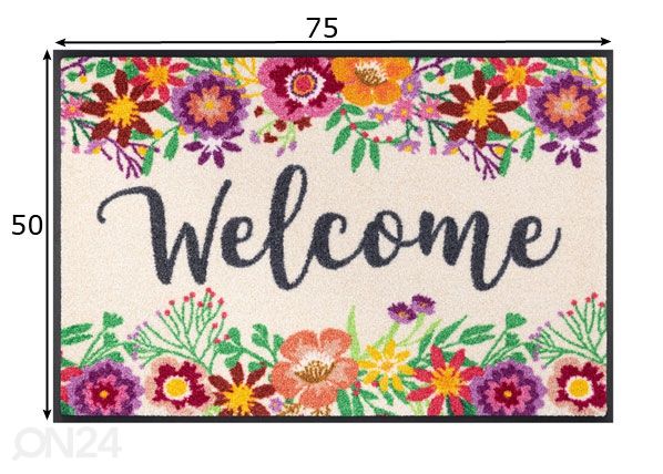 Vaip Welcome Blooming 50x75 cm mõõdud
