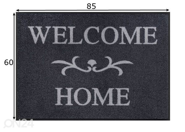 Vaip Welcome Home anthrazit 60x85 cm mõõdud