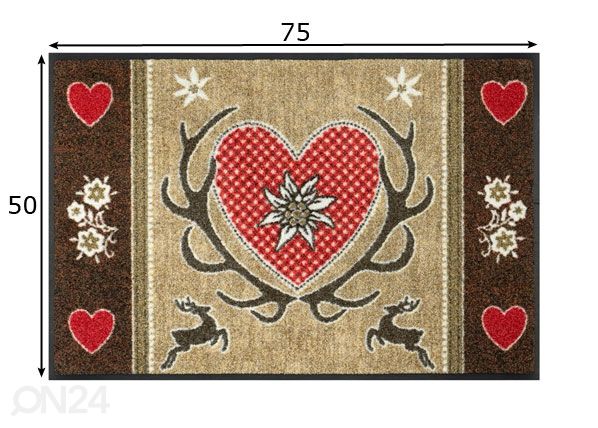 Vaip Wild Hearts 50x75 cm mõõdud