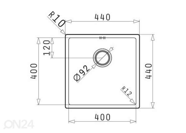 Valamu Pyramis Astris 40x40 cm mõõdud