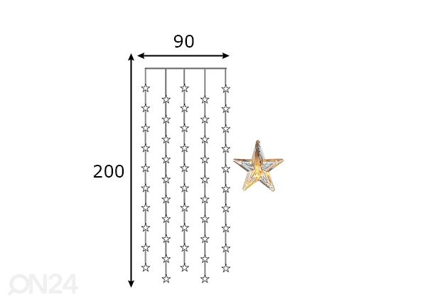 Valguskardin Star 90x200 cm mõõdud