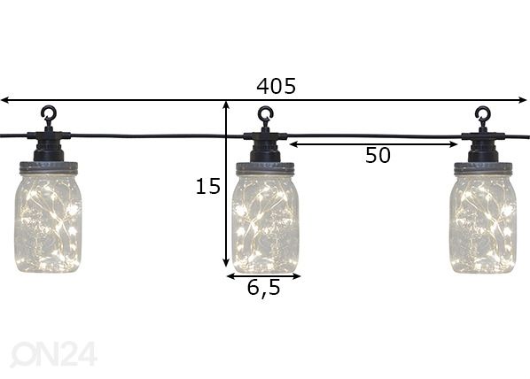 Valguskett Bottle mõõdud