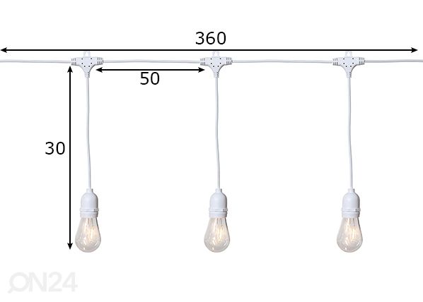Valguskett String light mõõdud