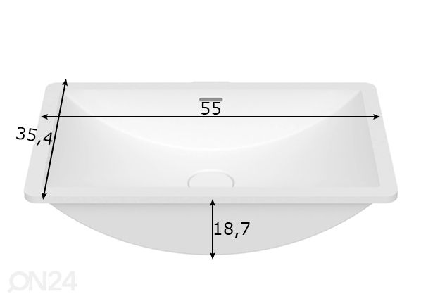 Vannitoa valamu Krion™ mõõdud