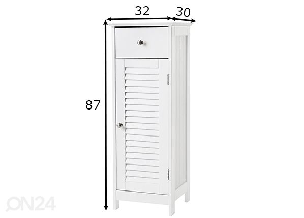 Vannitoakapp 32 cm, valge mõõdud