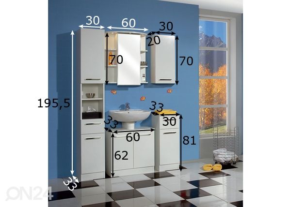 Vannitoakomplekt 335 mõõdud