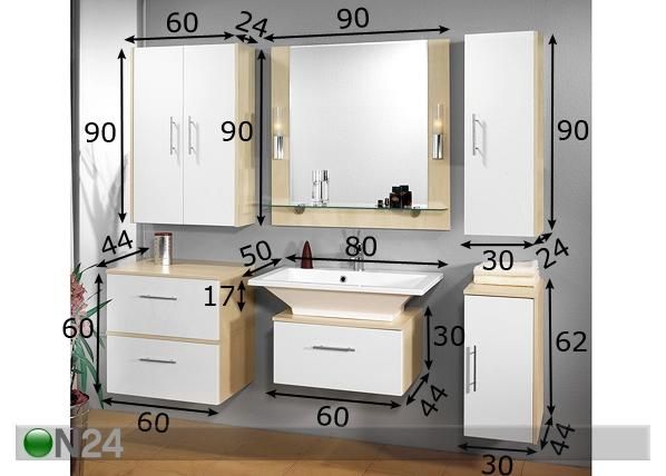 Vannitoakomplekt Domino mõõdud