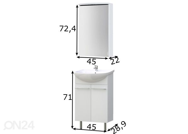 Vannitoakomplekt Harma mõõdud