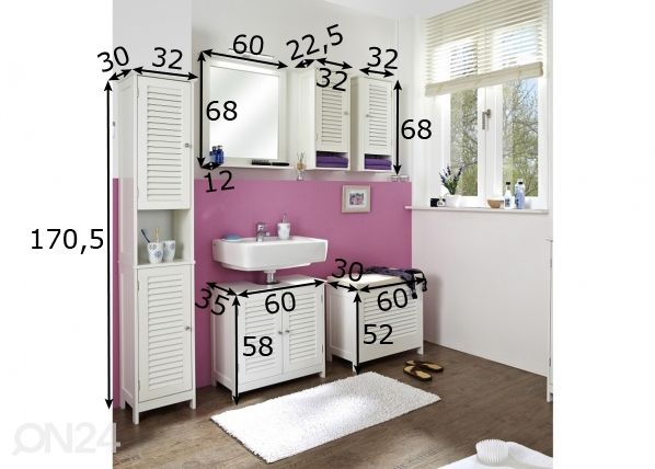 Vannitoakomplekt Jasper mõõdud
