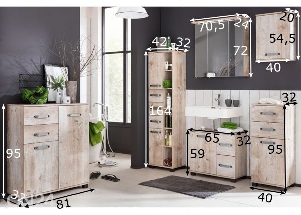 Vannitoakomplekt Milan mõõdud