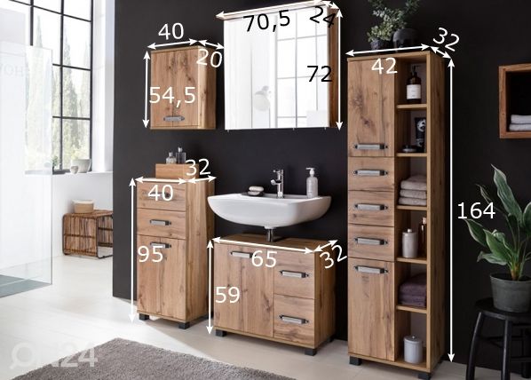 Vannitoakomplekt Milan mõõdud