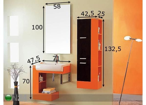 Vannitoakomplekt Orange mõõdud