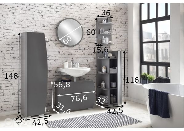 Vannitoakomplekt Sunny mõõdud