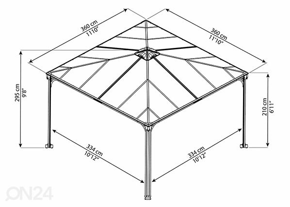 Varikatus Palermo 3600 3,6x3,6 m mõõdud