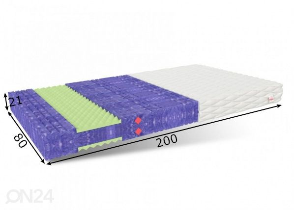 Vedrudeta madrats Hybrid 80x200 cm mõõdud