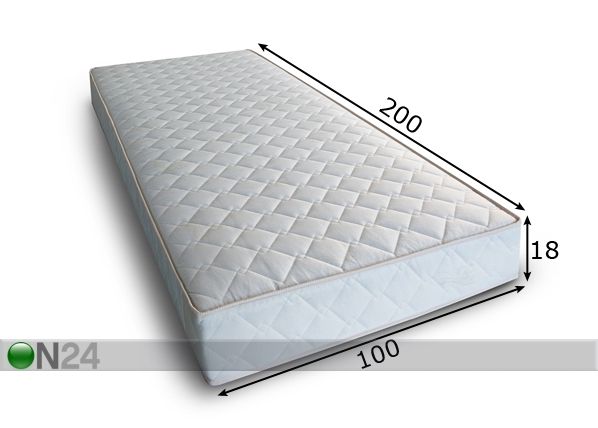 Vedrumadrats Inter Pocket 100x200 cm, valge kangas mõõdud