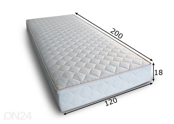 Vedrumadrats Inter Pocket 120x200 cm, valge kangas mõõdud