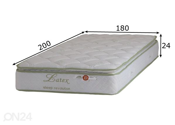Vedrumadrats Lateks Lux Pocket 180x200 cm mõõdud