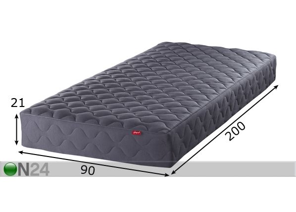 Vedrumadrats Lux Black 2,1 90x200 cm mõõdud