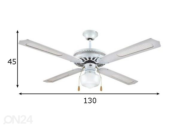 Ventilaatoriga lamp 70 W mõõdud
