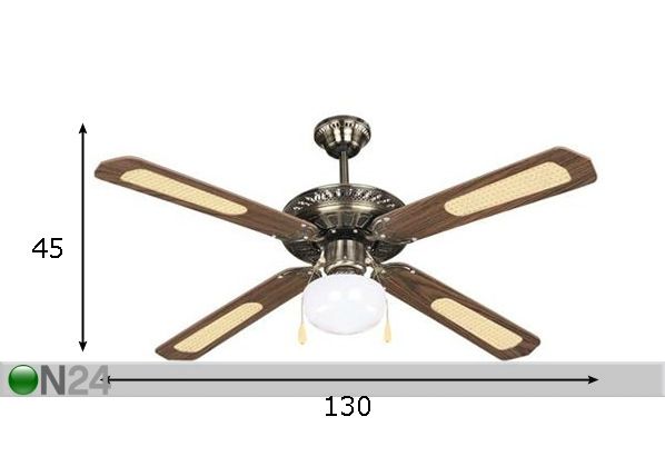 Ventilaatoriga lamp 70 W mõõdud