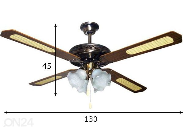 Ventilaatoriga lamp 70 W mõõdud