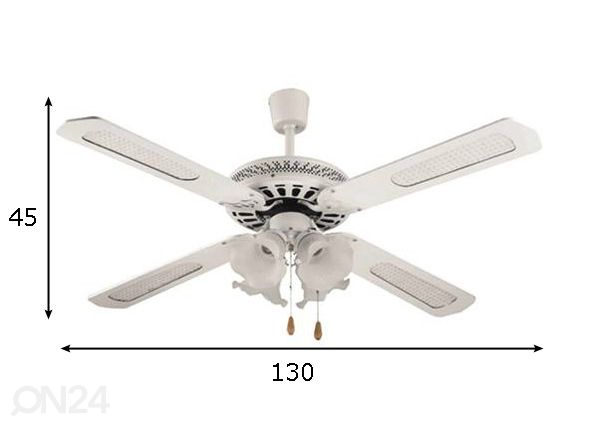 Ventilaatoriga lamp 70 W mõõdud