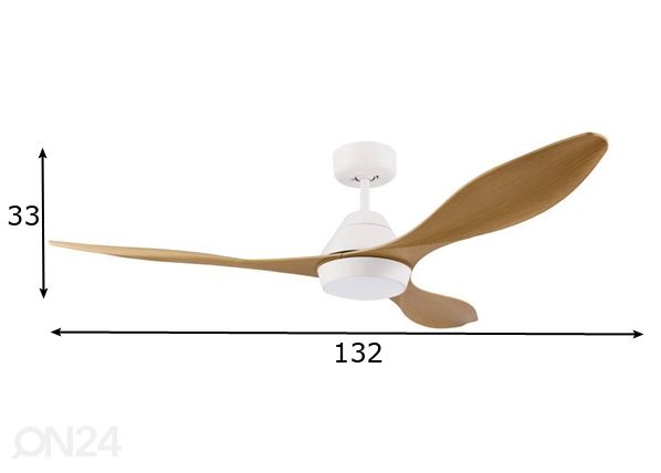 Ventilaatoriga lamp Antibes 45 W mõõdud