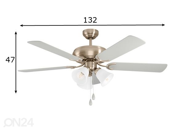 Ventilaatoriga lamp Las Palmas 62 W mõõdud