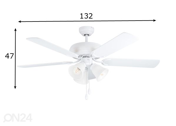 Ventilaatoriga lamp Las Palmas 62 W mõõdud