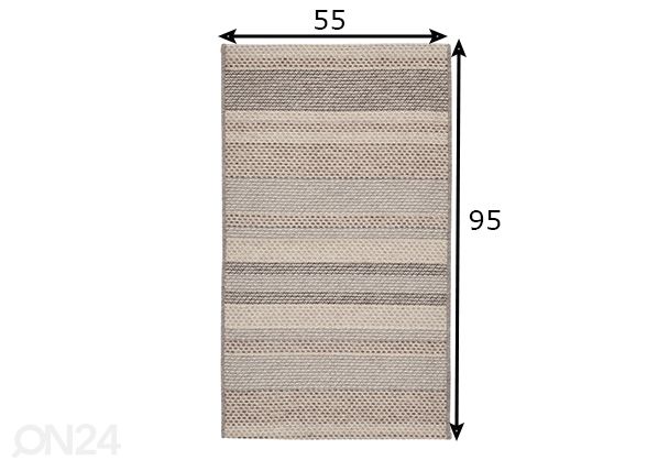 Villane vaip 55x95 cm, beež/triibuline mõõdud