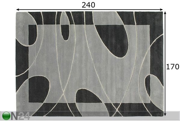 Villane vaip Ellips 170x240 cm mõõdud